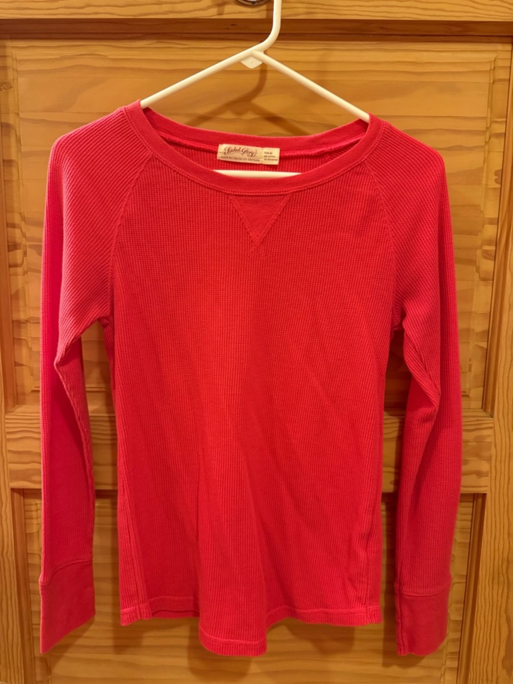 Faded Glory Hot Pink Waffle-Knit Long Sleeve Tee
